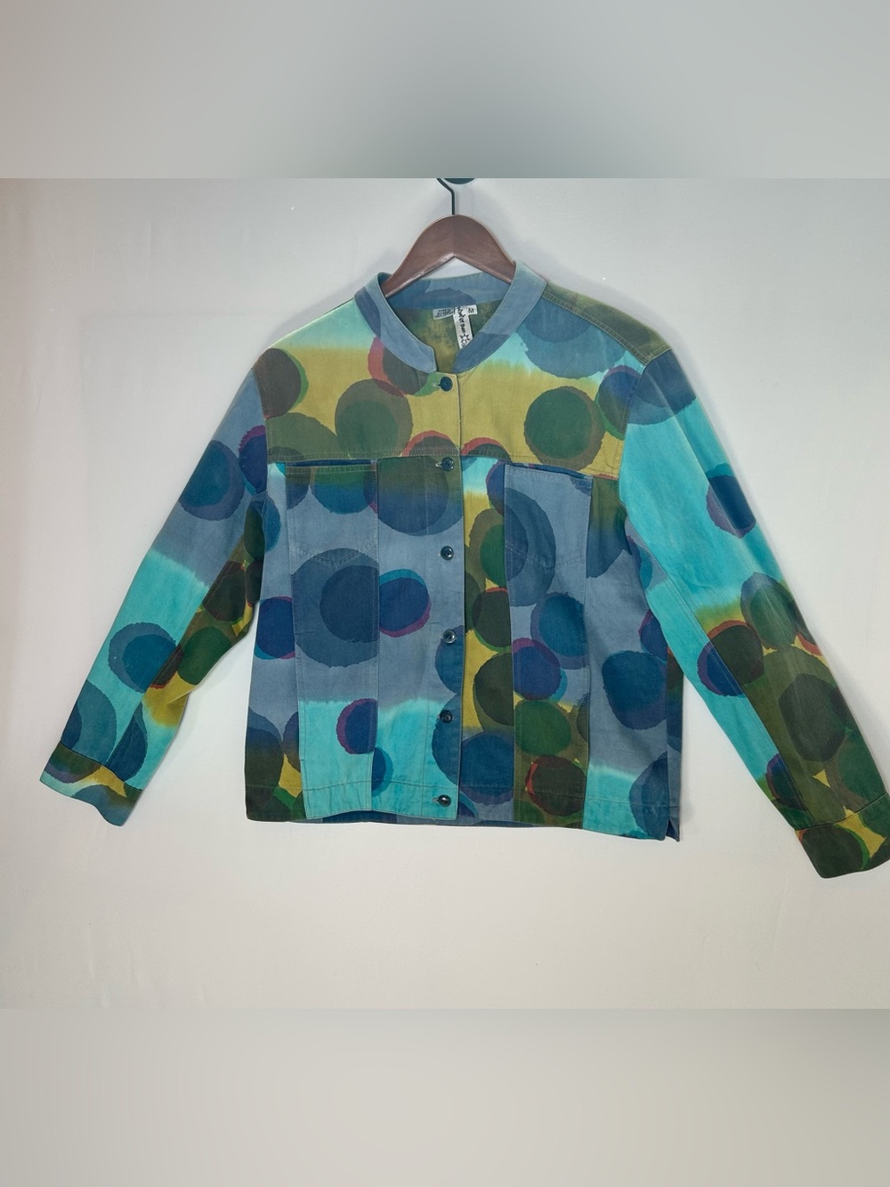 Vintage Winter Sun Ecuador Colorful Abstract Polka Dot Cotton Art Jacket Sz M